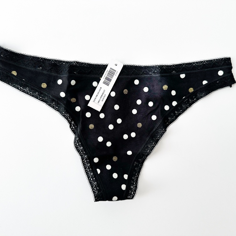 Soma Cotton Modal Thong Merry Dot Mini Black size M NWT